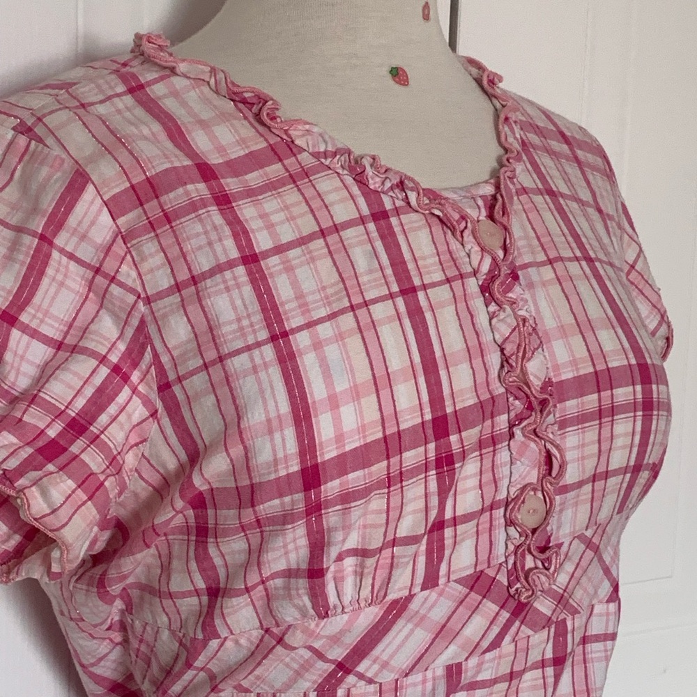 Pink Plaid Ruffle-Trim Top 🩷 - Picture 4 of 7